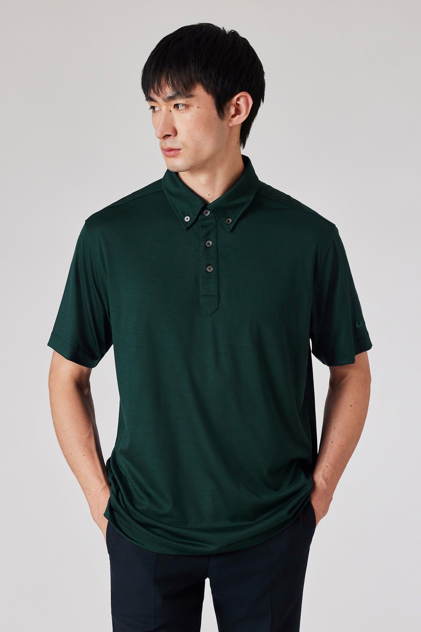 MENS OVERSIZED S/S POLO SHIRT BOTTLE GREEN 1
