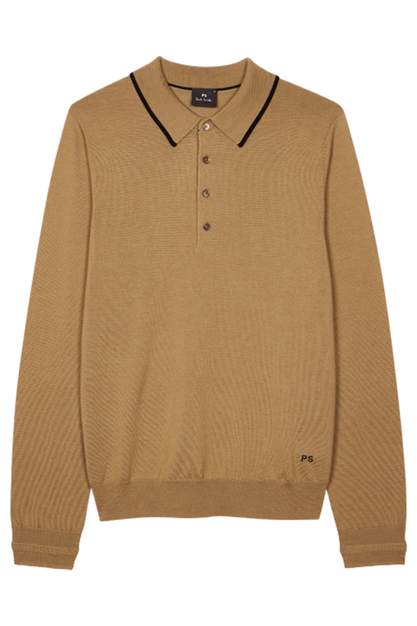 MENS SWEATER LS POLO CAMEL 2