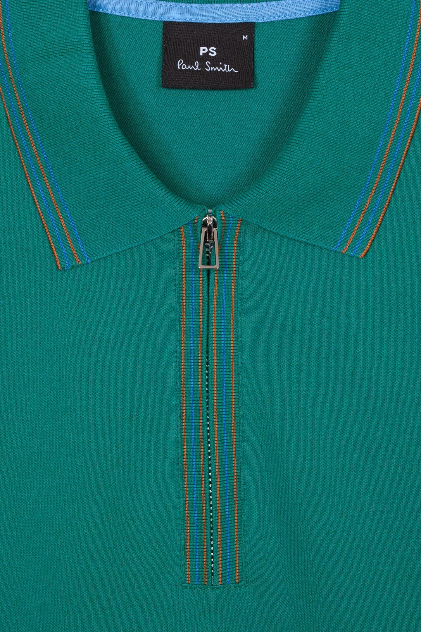 MENS REG POLO SS ZIP PETROL GREEN 2