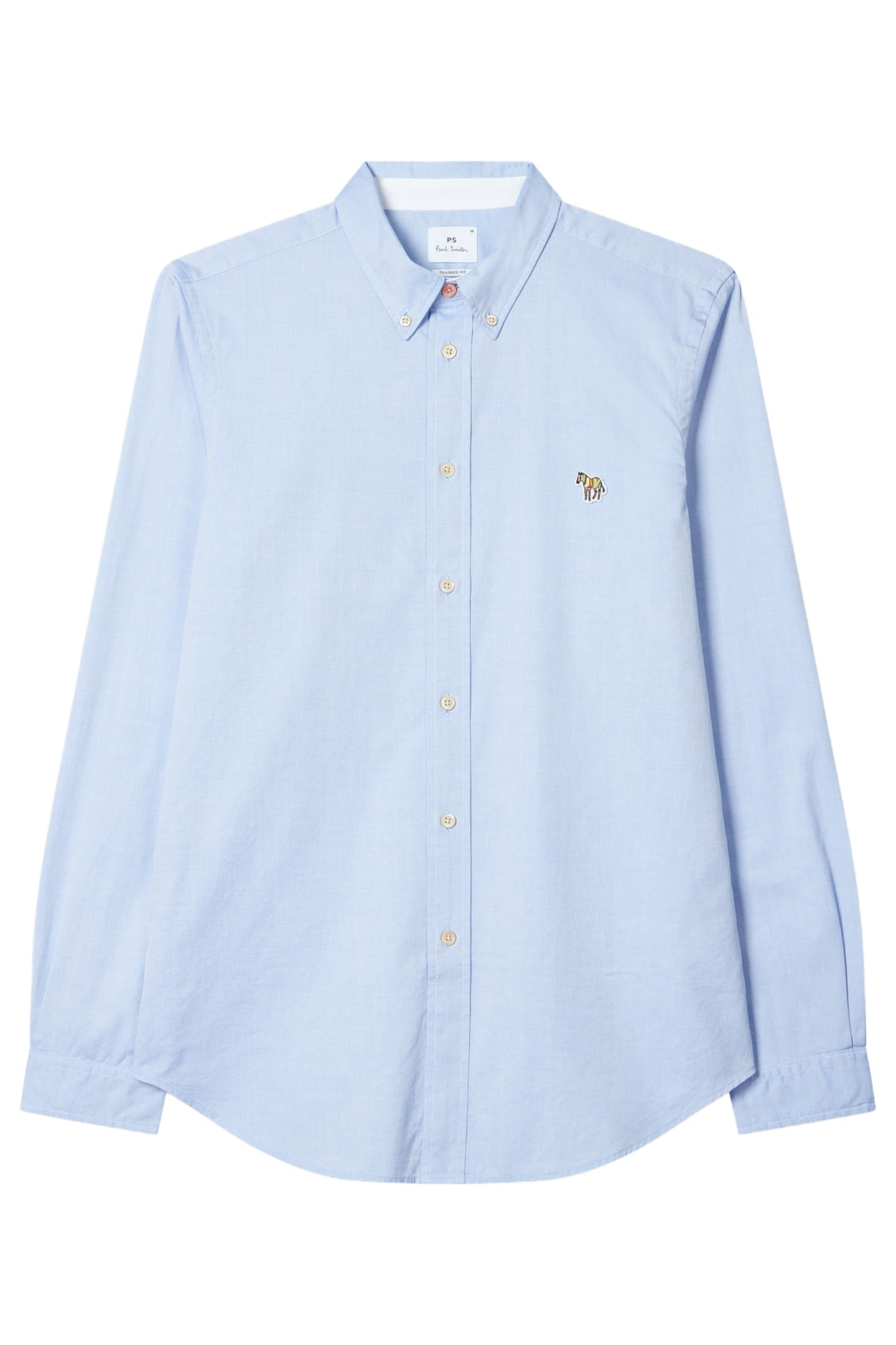 MENS LS TAILORED BD SHIRT ZEBRA BADGE PETROL BLUE 1