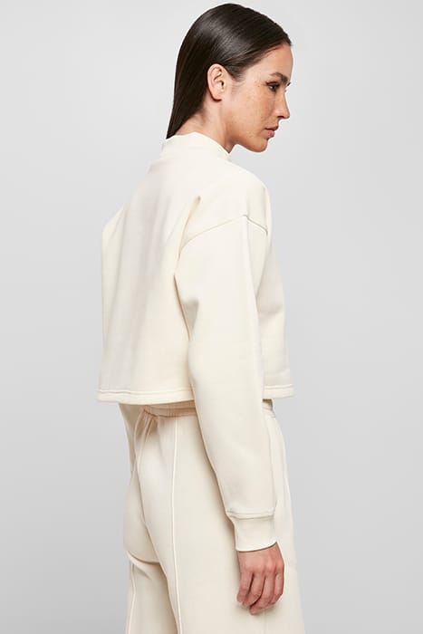 LADIES CROPPED OVERSIZED SWEAT HIGH NECK CREW WHITESAND 5