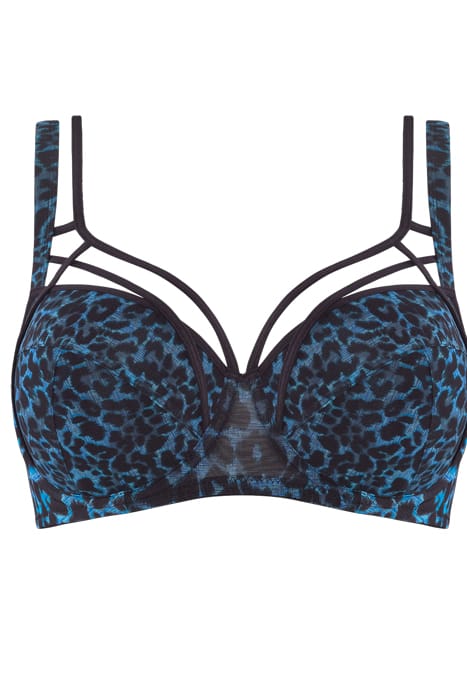 THE ART OF LOVE BLACK LEOPARD AND BLUE PLUNGE BALCONY BRA 3