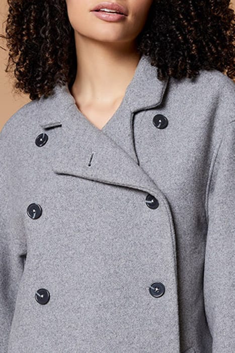 DUARTE - GREY WOOL COAT WITH STAND-UP COLLAR 5