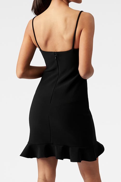 BESS FRILL HEM BODYCON MINI DRESS BLACK 3