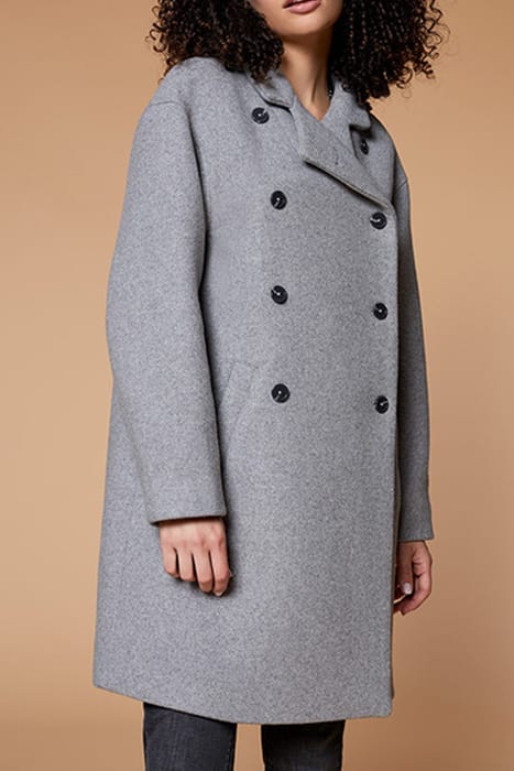 DUARTE - GREY WOOL COAT WITH STAND-UP COLLAR 1