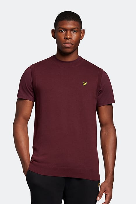 COTTON CREW NECK VEST BURGUNDY 1