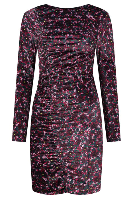 LADIES MENDOZA VELVET DRESS DITSY FLOWER WINE PURPLE DAISY 5