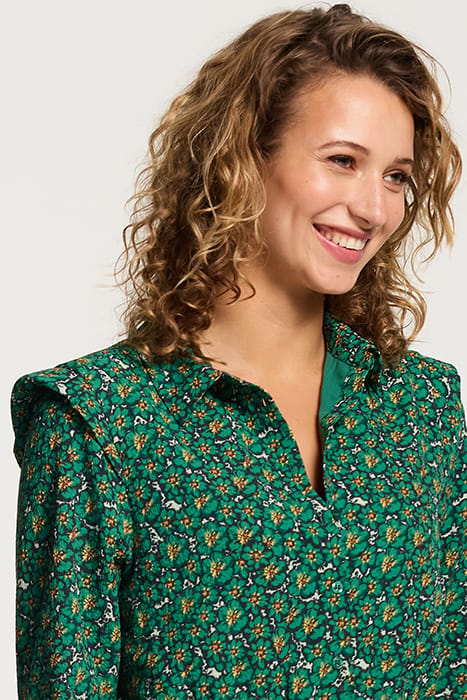 LADIES CALAMA DRESS POPPY FLOWER RAIN GREEN FLOWER 4