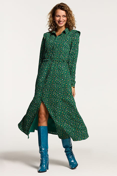 LADIES CALAMA DRESS POPPY FLOWER RAIN GREEN FLOWER 1