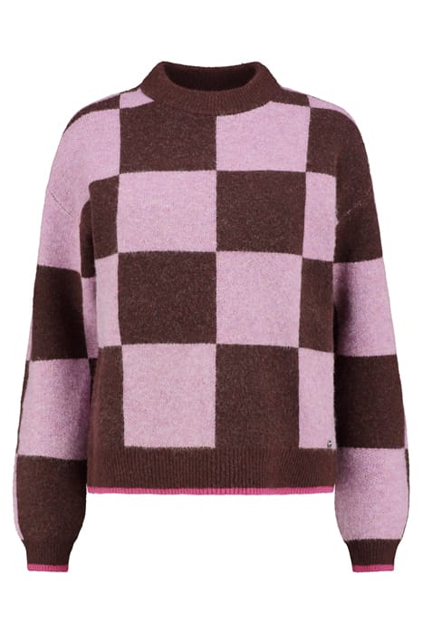 LADIES HELSINKI CHECK SWEATER WINE PURPLE 5