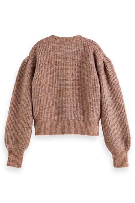 KNITTED CREWNECK CARDIGAN WITH PUFFED SLEEVES VELVET BLUSH M 2