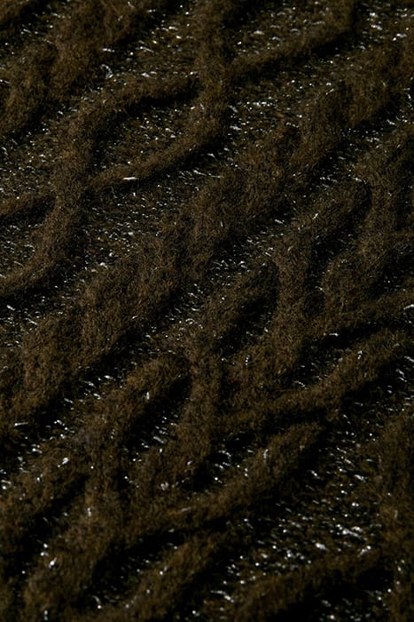 LUREX KNITTED CABLE DRESS DARK OLIVE MEL 3
