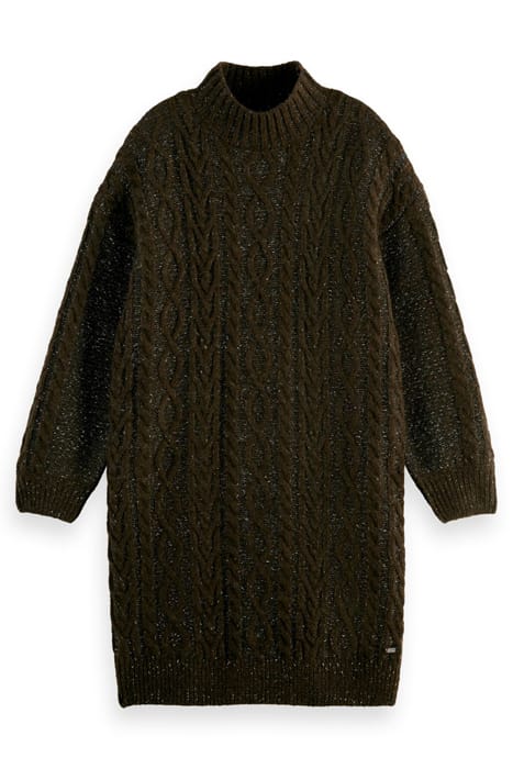 LUREX KNITTED CABLE DRESS DARK OLIVE MEL 1