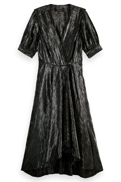 SILVER LONG SLEEVED DRESS WITH PLEAT DETAIL SILVER METALLIC 1