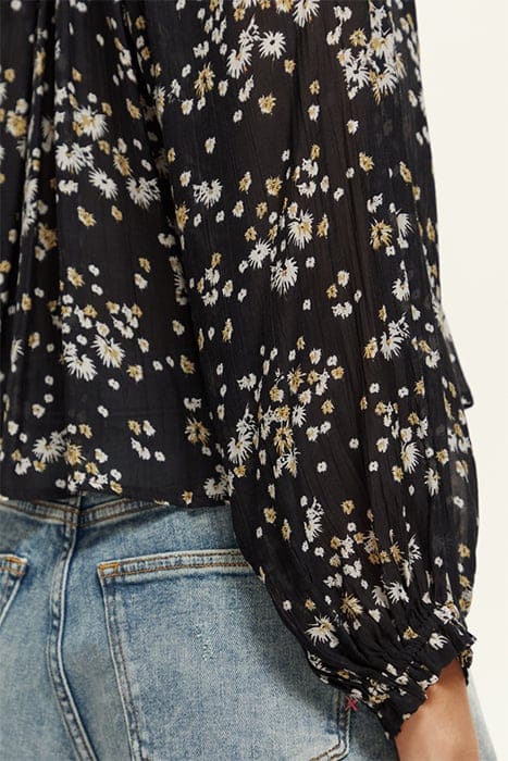CONTRAST RUFFLE BLOUSE DANDELION BLACK 6