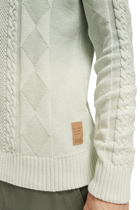 GRADIENT COTTON CABLE KNIT PULLOVER MINT 6