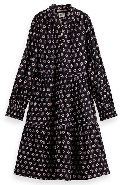 LONG-SLEEVED ALL-OVER PRINTED DRESS NIGHT PATCHWORK FLOWER 1