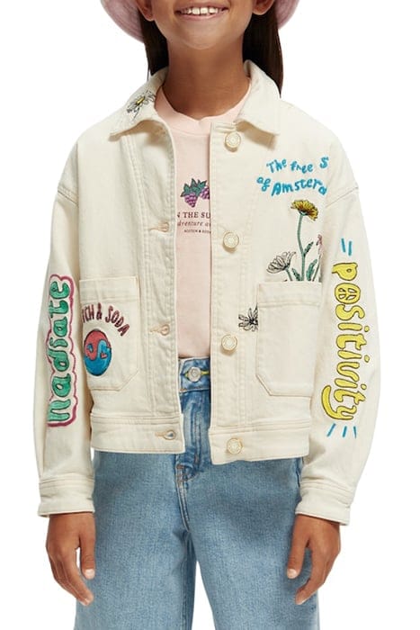 PLACED ARTWORK COTTON TWILL TRUCKER JACKET VANILLA ICE 6