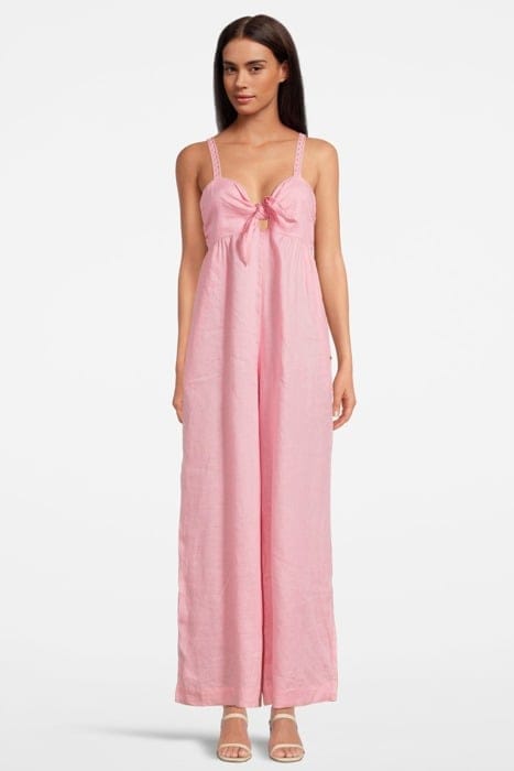 LINEN JUMPSUIT WITH TIE DETAIL WATERMELON 2