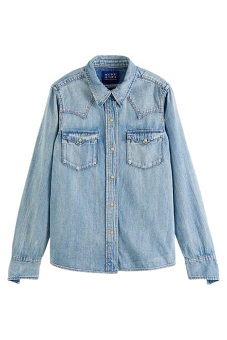 DENIM WESTERN SHIRT WITH EMBROIDERED DETAILS WASHED INDIGO 1