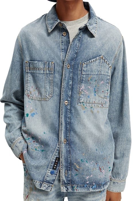 WASHED LIGHTWEIGHT DENIM OVERSHIRT WITH PAINT DETAILS WASHED 2