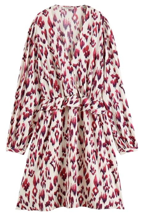 WRAPPED SHORT DRESS BRUSHED IKAT CHERRY PIE 1