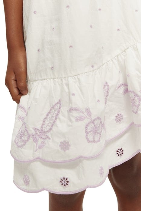 BRODERIE ANGLAISE RUFFLE HEM DRESS OFF WHITE 6