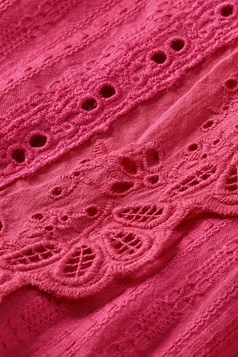 MINI SHIRT DRESS WITH LACE DETAIL IN ORGANIC COTTON FUCHSIA 3