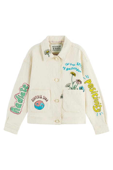 PLACED ARTWORK COTTON TWILL TRUCKER JACKET VANILLA ICE 1