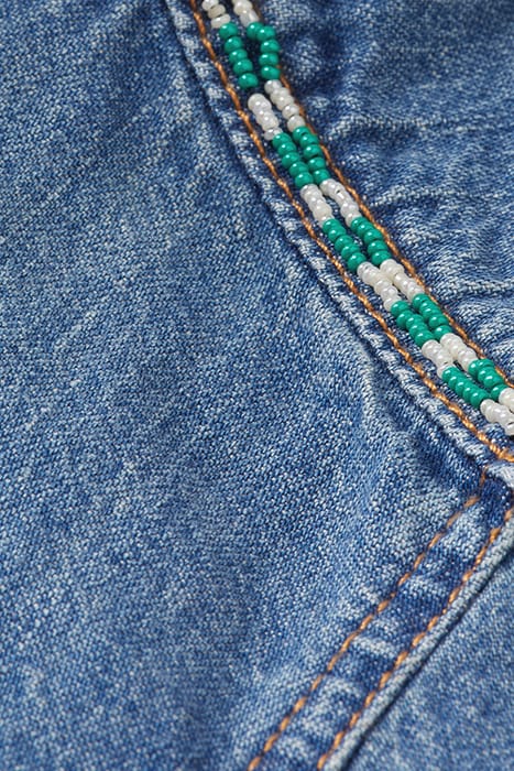 WASHED DENIM SHIRT WITH EMBROIDERY AND BEADING DETAILS INDIG 7