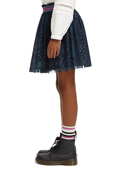 TULLE LAYERED MINI SKIRT SHINY LEAF NIGHT 6