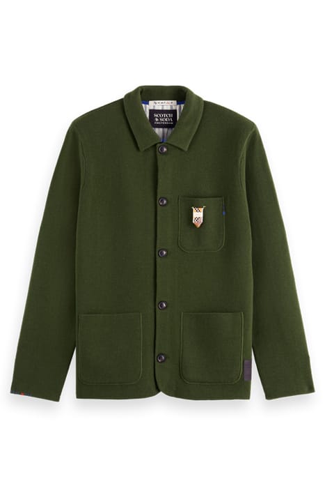 WOOL-BLEND KNITTED WORKER JACKET FIELD GREEN 4