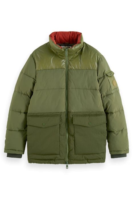 MID LENGTH FABRIC MIX PUFFA JACKET ARMY 6