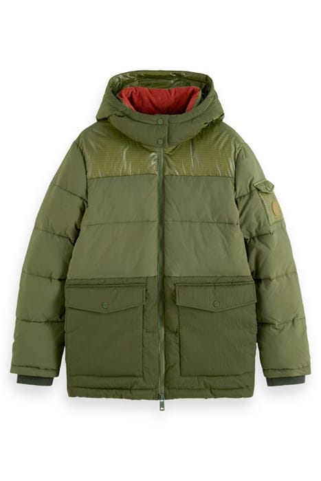 MID LENGTH FABRIC MIX PUFFA JACKET ARMY 5