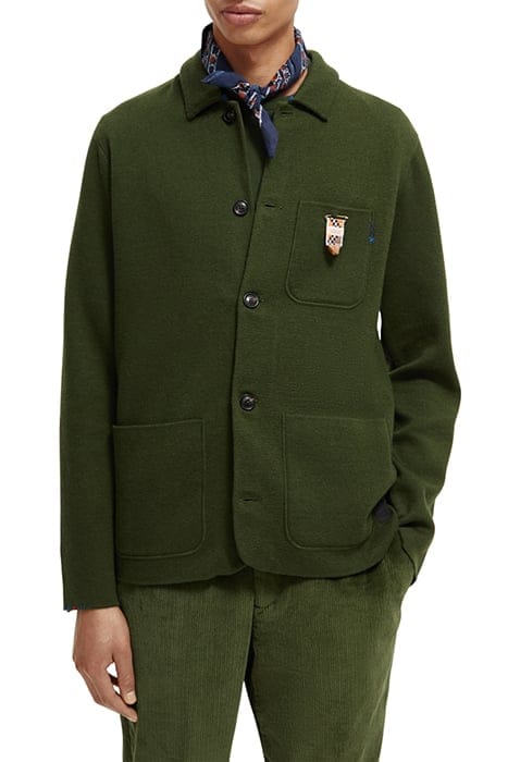WOOL-BLEND KNITTED WORKER JACKET FIELD GREEN 1