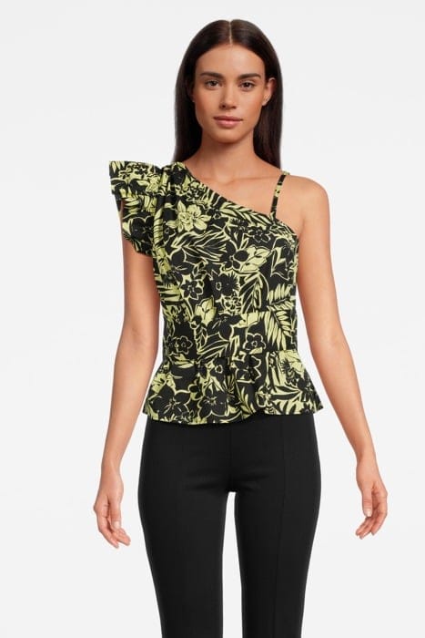 MIKE 1 TOP POPELINE STAMPA FIO BLACK/LIME 1