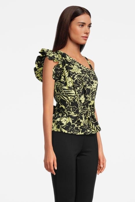 MIKE 1 TOP POPELINE STAMPA FIO BLACK/LIME 4