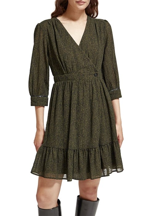 WRAP MINI DRESS LEOPARD SPOT GREEN 1