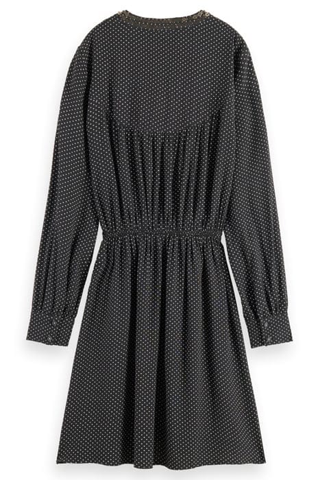 MINI DRESS WITH ELASTICATED WAIST POLKA EVENING BLACK 5