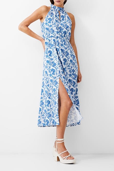 COSETTE HALTER MIDI DRESS WHITE/BAJA BLUE 1