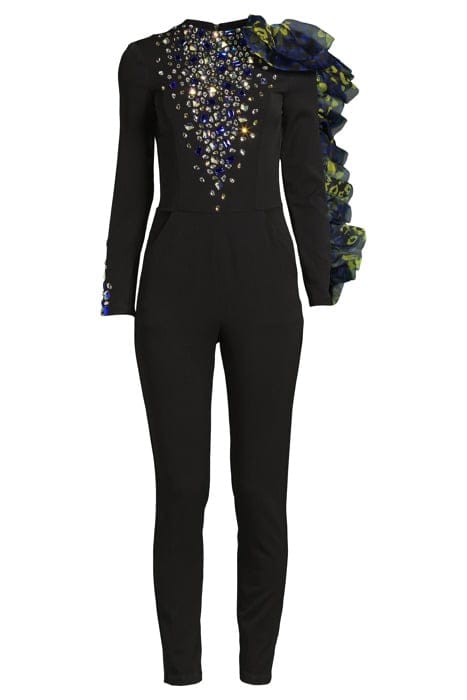 WOMEN‘S SIDE VOLANT OVERALL WITH SWAROVSKI CRYSTALS BLACK 3