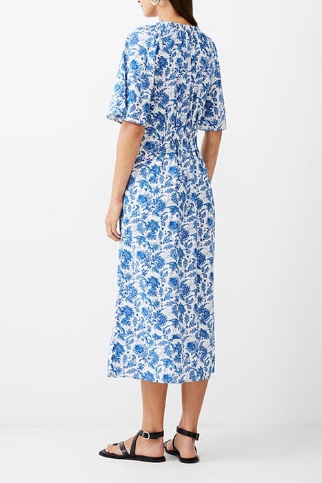 COSETTE SMOCK WAIST MIDI DRESS WHITE/BAJA BLUE 2