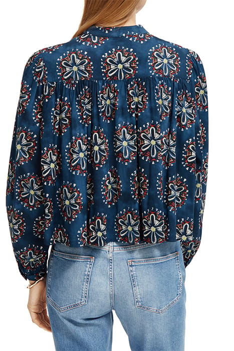 SHIRT WITH PINTUCK YOKE AND GATHERING B SIDES BLOCK PRINT MA 2