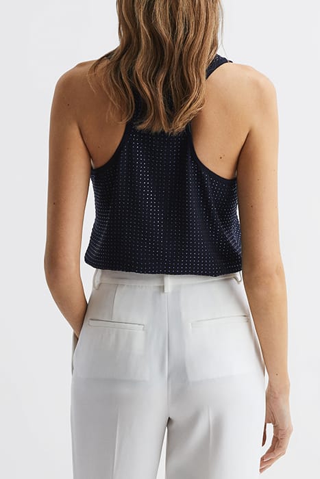 BROOKLYN EMBELLISHED TANK TOP CAMI — NAVY 2