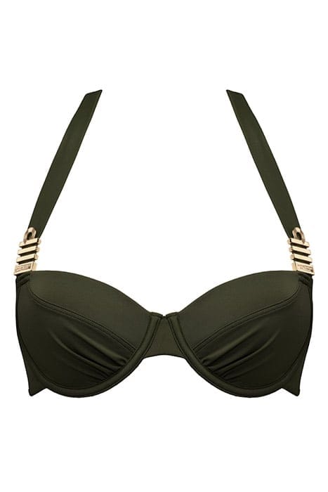 ROYAL NAVY SEAWEED GREEN PLUNGE BALCONY BIKINI TOP 4