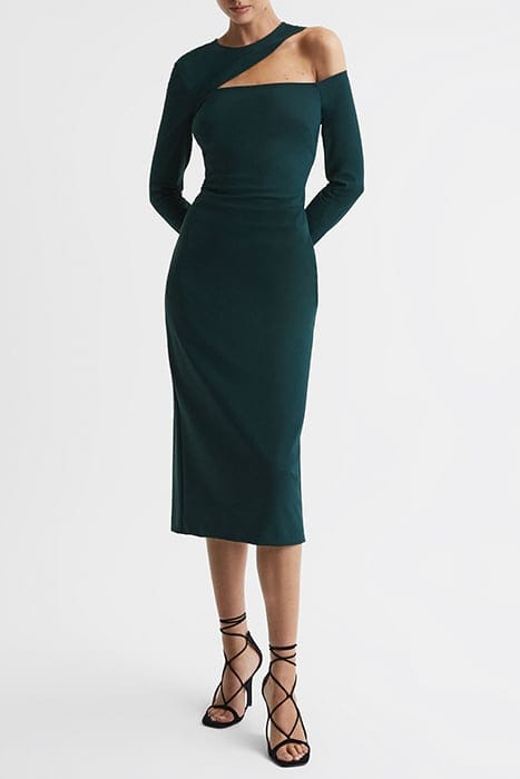 TIFFANY JERSEY MIDI DRESS — TEAL 2