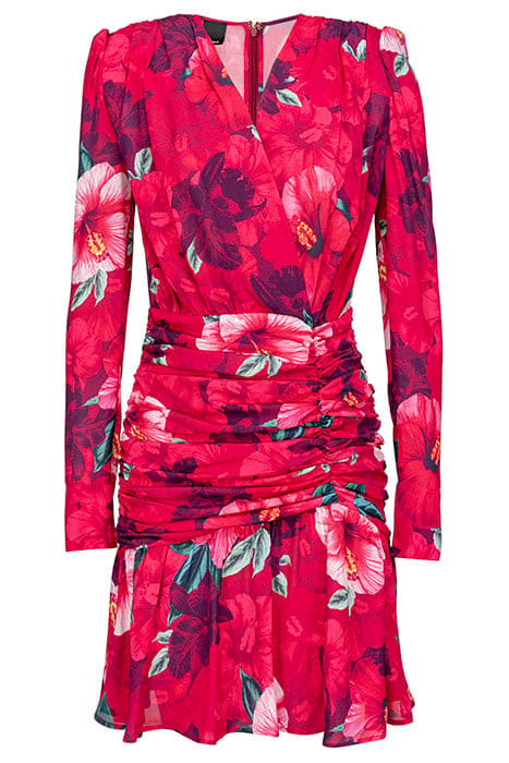 ACCIGLIATO ABITO CREPE DE CHIN FUCHSIA/PINK MULTI-COLOUR 1