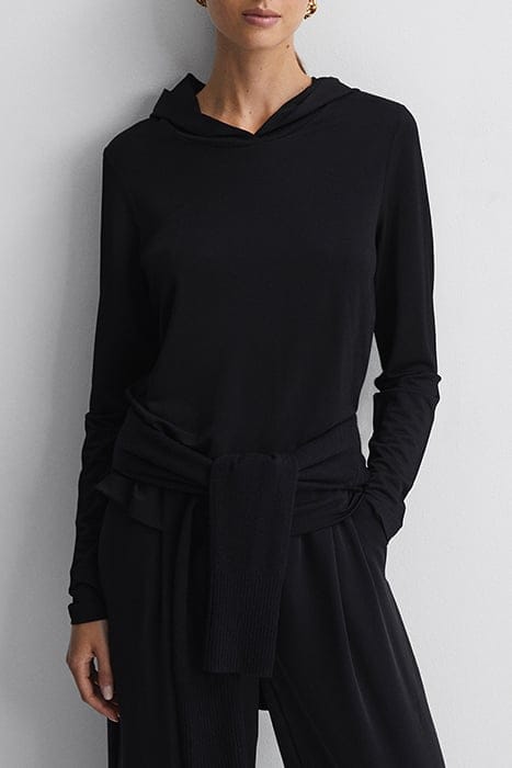 EMILIA DRAPE PAJAMAS — BLACK 1