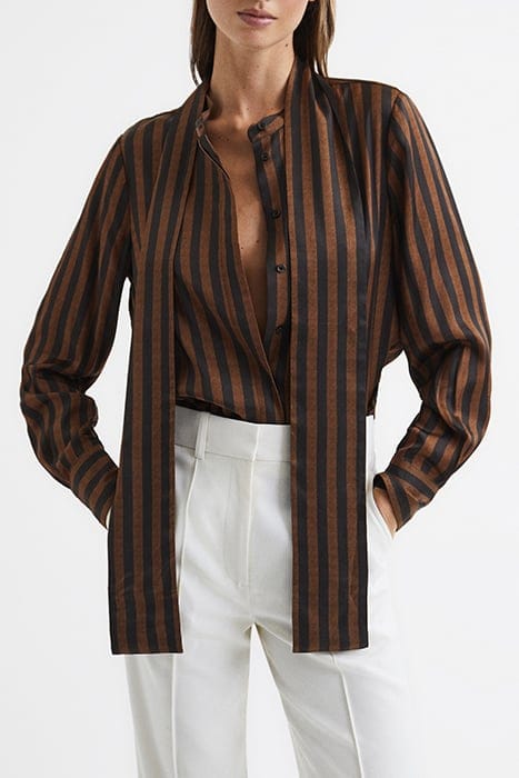SAVANNAH STRIPE BLOUSES — BROWN 1