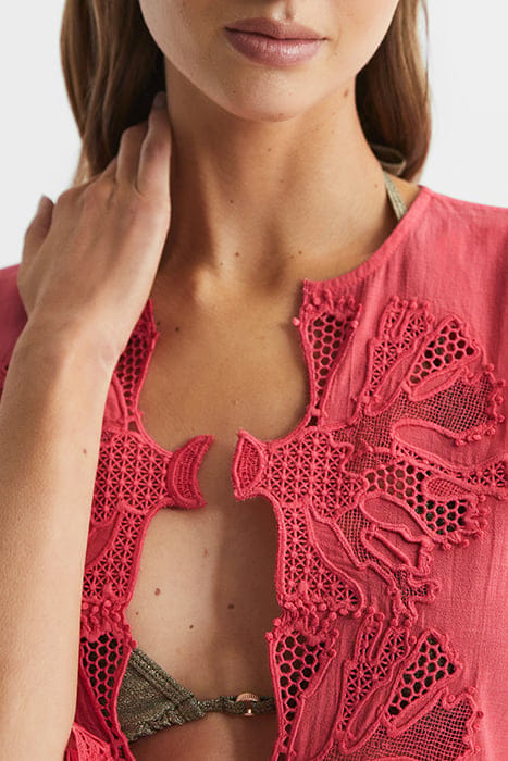 ETTA EMBROIDERED MINI DRESS — CORAL 6